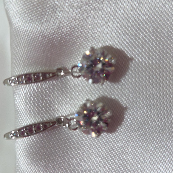 Certified 2ct. t.w. Moissanite Diamond Drop Earrings NEW - Picture 1 of 9